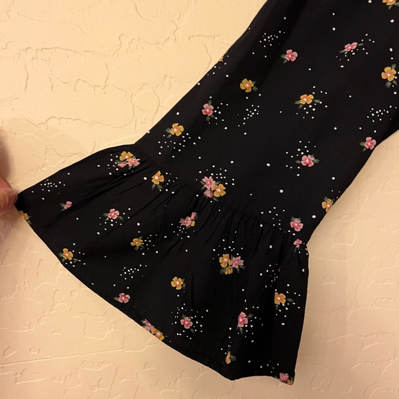 Old Navy Black Dress w/Pink & Yellow Floral Print & Tiny White Dots - Picture 7 of 15